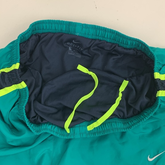 Nike Running Shorts Size Large Teal and neon green Drawstring elastic waist - Picture 5 of 8